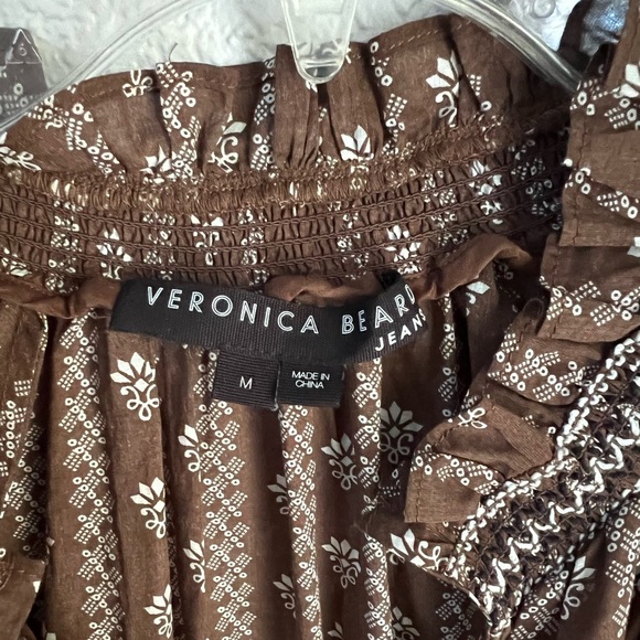Veronica Beard Brown White Floral Casual Boho Bohemian Designer Mini Dress M - Picture 7 of 13